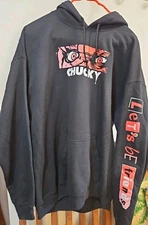 Chucky Hoodie "Lets Be Friends Unisex Sz L Black Halloween Childs Play Cult Goth