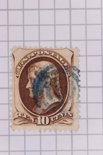 US 10c scott sc 161 1870s Blue Bullseye Cancel Used
