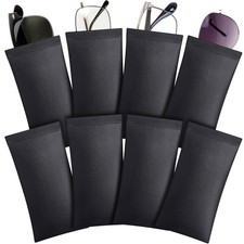 Xuhal 8 Pcs Soft Glasses Case Leather Pouch, Glossy Style, One Size, Black