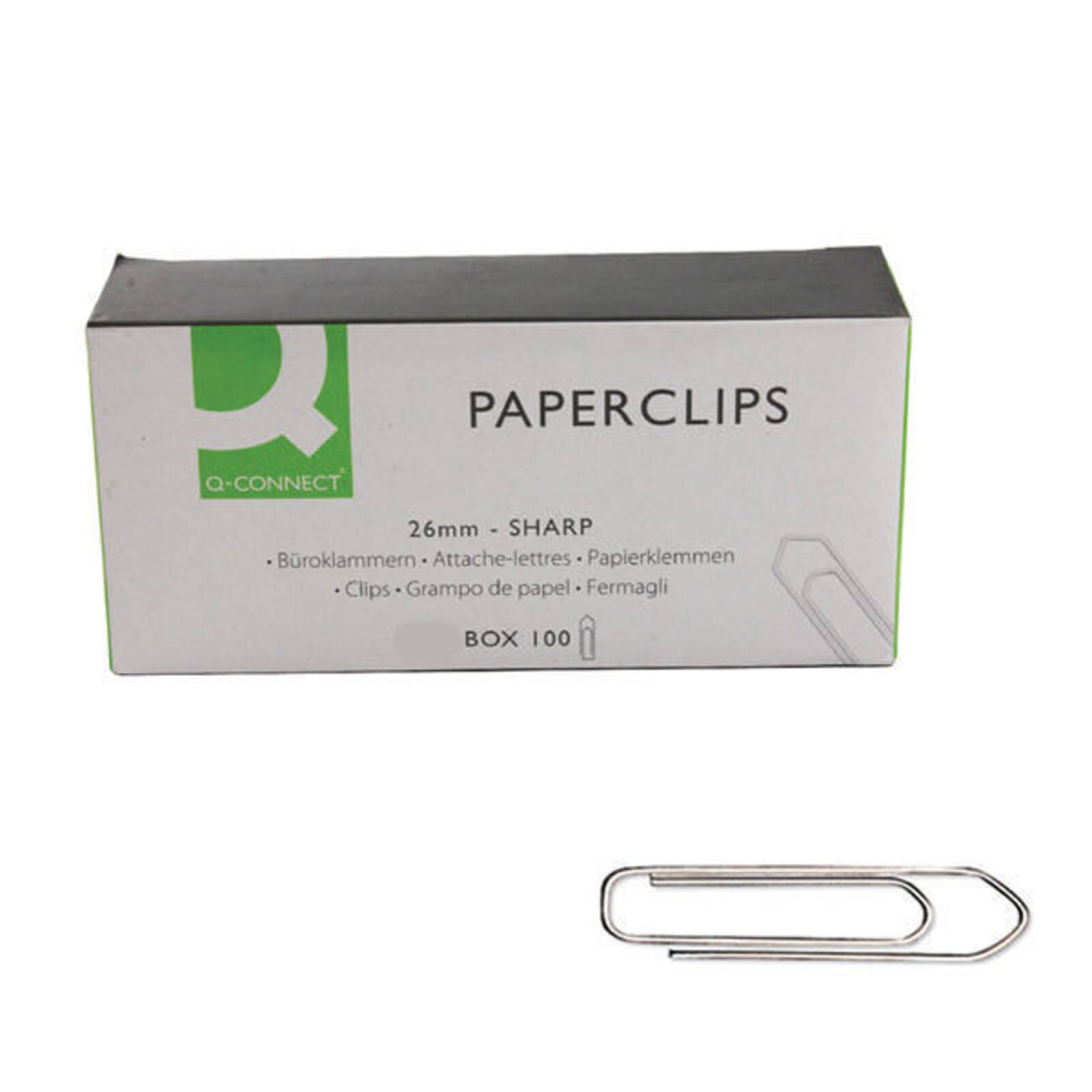 Q-Connect Paperclips No Tear 26mm - Pack of 100 (KF01307)
