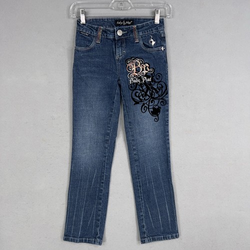 Baby Phat Jeans Girls 8 Denim Embroidered Gold Accents Pocket Design Lot of 2 - Picture 16 of 24