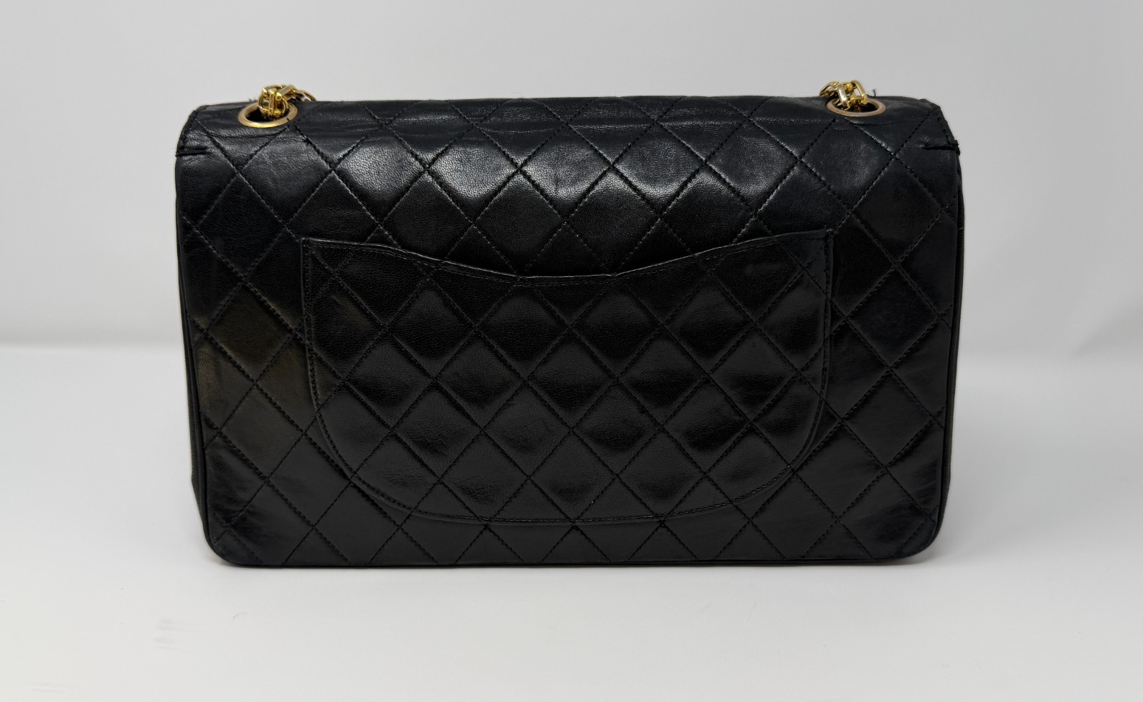 Rare Vintage Chanel Black Lambskin Medium Double Flap 24K Gold HW thumbnail 2