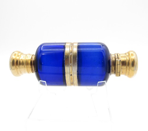 Antique Cobalt Double Ended Perfume Scent Bottle C-1880 - Picture 2 of 6
