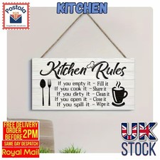 Kitchen Rules Wooden Hanging Plaque Funny Kitchen Sign