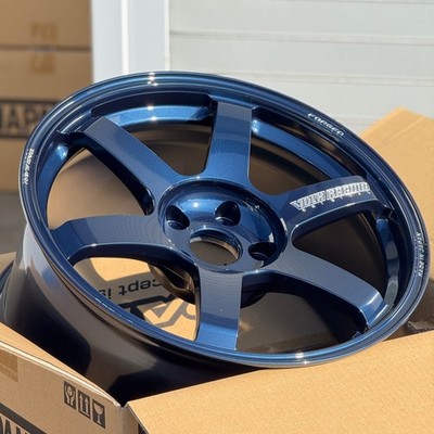 (set of 4) Volk Racing TE37 Saga S-Plus 18x9.5 +38 5x114.3 Mag Blue