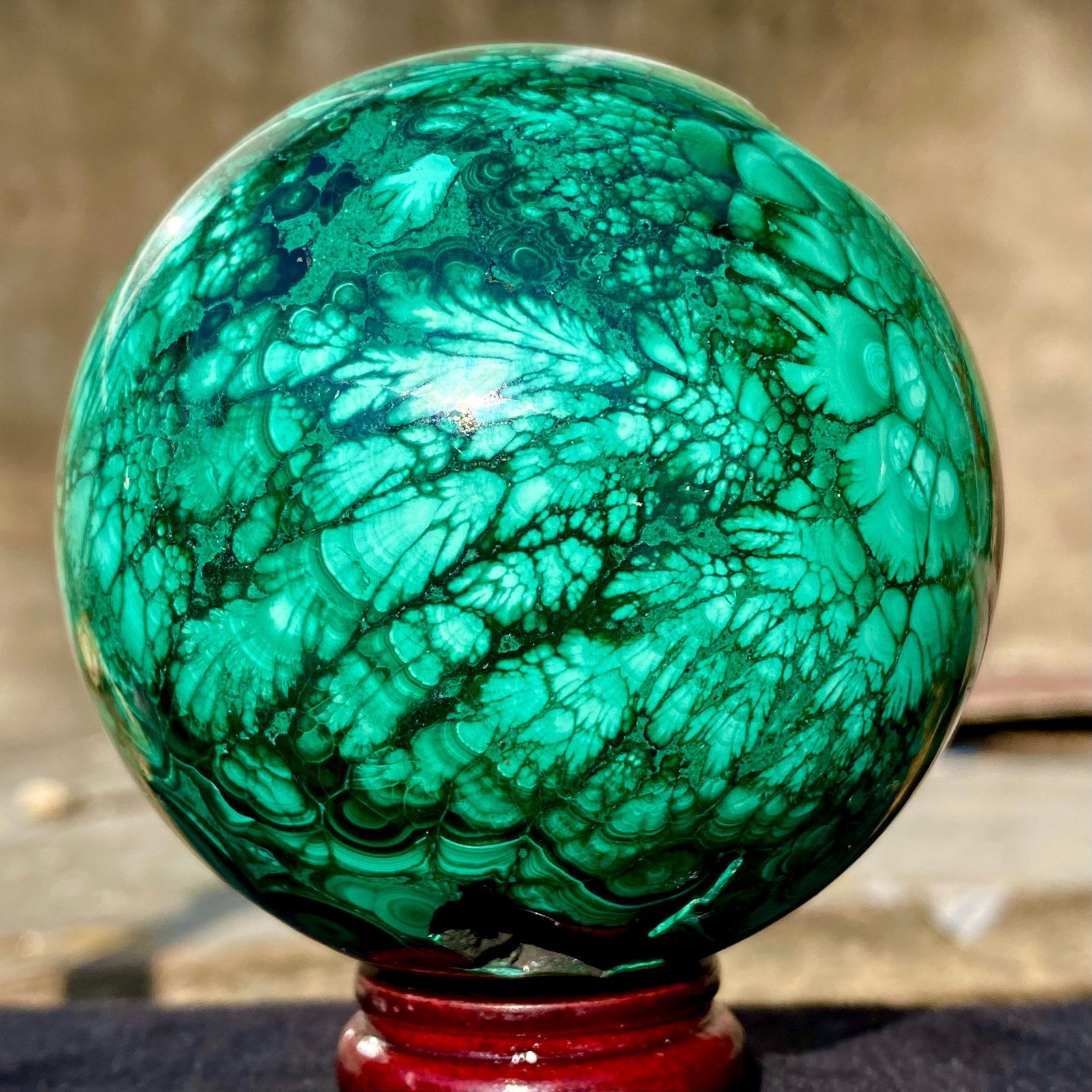 1.77LB Rare Natural Malachite Quartz Hand Carved Sphere Crystal Healing
