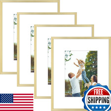Golden State Art - 8x10 Metal Picture Frames with Mat for 5x7 Photo - Set of 4-8