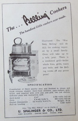 1953 Ad * Wee Baby Belling Cooker Tabletop * U. Spalinger & Co Hong Kong