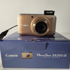 Canon PowerShot SX210 IS 14.1MP Compact Digital Camera Gold Tested 
