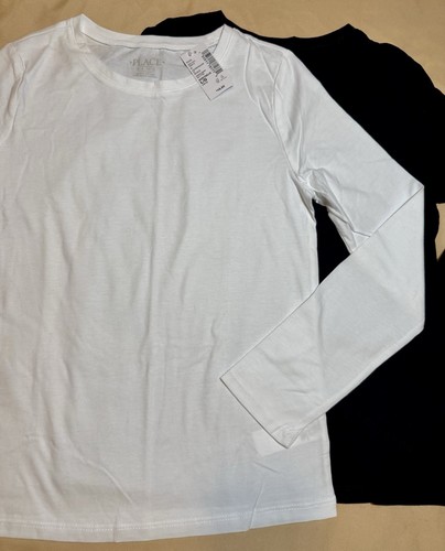 The Childrens Place 2-Pk Long Sleeve T Shirts Girls SZ L 10/12 Black & White NWT - Picture 2 of 3