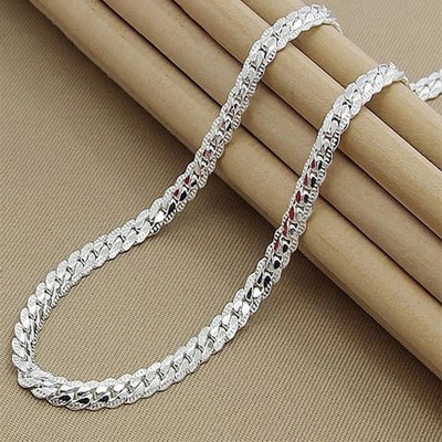 925 Sterling Silver 6mm Side Chain 8/18/20/22/24 Inch Necklace For men