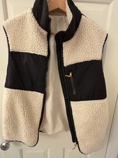 H&M faux sheepskin black/ivory vest szUS SMAL...