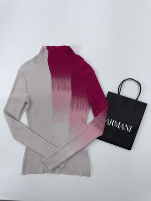 Giorgio Armani Damenpullover Burgunderrot Farbblock Stehkragen Größe 40 neu m...