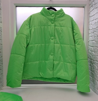 Neu mit Etikett Topshop Boutique hellgrüne gefütterte Damenjacke/Mantel mit Kapuze M UVP - £120.