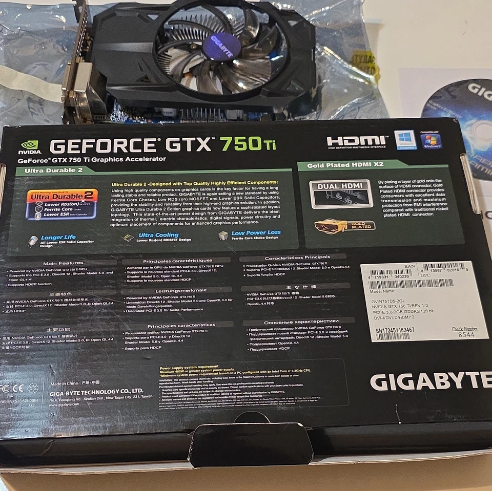 GIGABYTE GeForce GTX 750 Ti GPU, 1020 MHz, 2048 MB, PCIe, 2GB GDDR5, untested  - Image 2 of 4