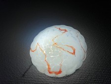 ART DECO WHITE CLOUD EFFECT ORANGE MARBLED GLASS PLAFONNIER CEILING SHADE C1930