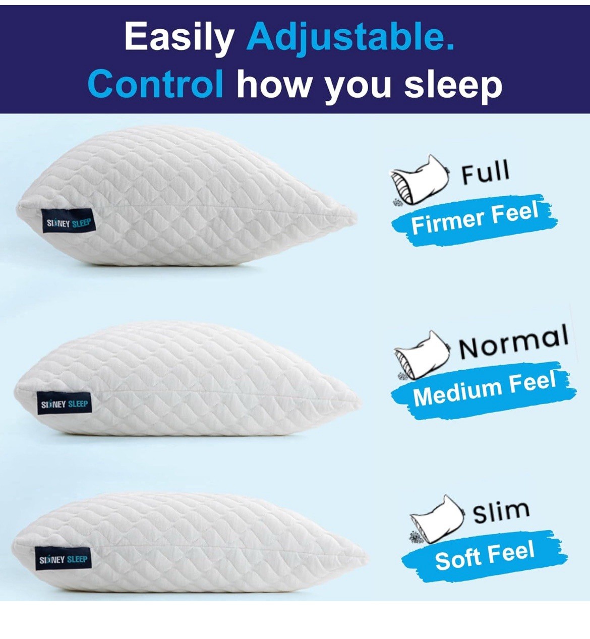 Sidney Sleep Queen Size Pillow - Brand New