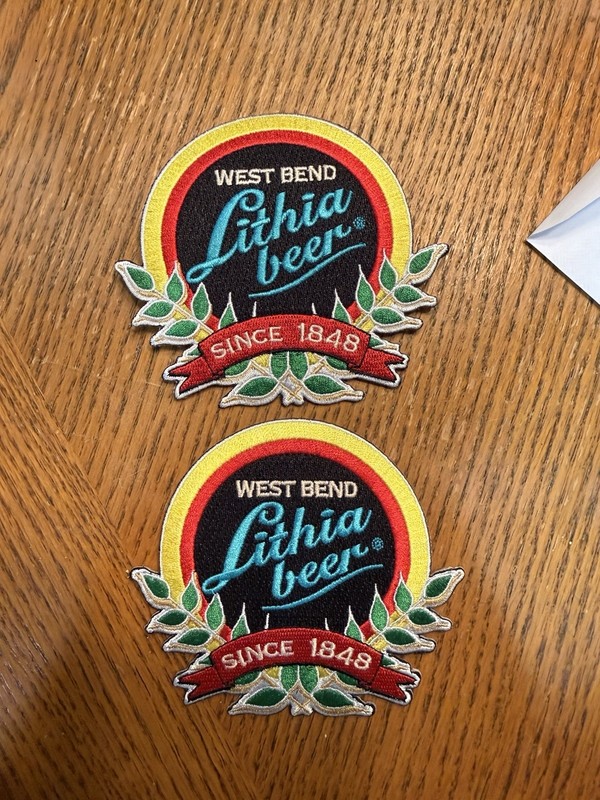 2 Unique West Bend Lithia Beer Since 1848 Patches
