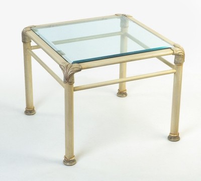 Beistell-Couch-Tsch Messing Glas Mid-Century Hollywood Regency Faux-Bambus