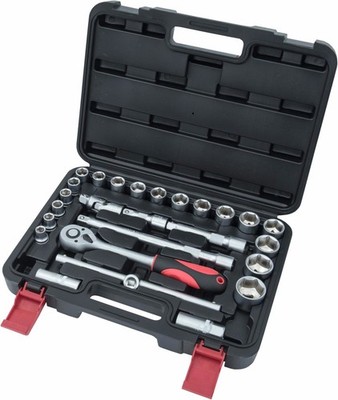 CONNEX Steckschlüsselsatz 1/2'' 26-teilig Kunststoff-Koffer, Chrom-Vanadium-Stahl