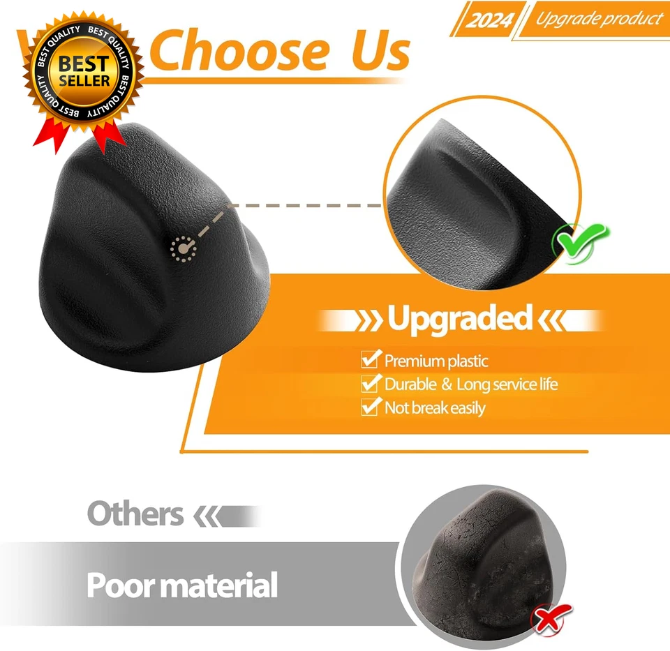 Repuesto de perilla de campana extractora mejorada de 2 piezas para ventilador negro Broan Range Parts Foto 4 de 4