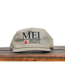 Vintage MEI Mellott Enterprises Mining Equipment Snapback Trucker Hat Tan Cap
