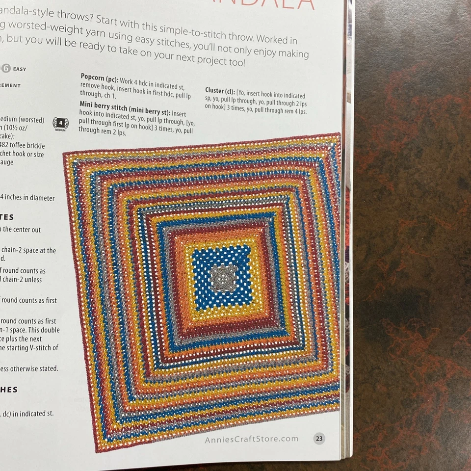 Annie's Crochet Mandala-Style Throws----15 TEXTURED AFGHAN DESIGNS - Image 2 of 4