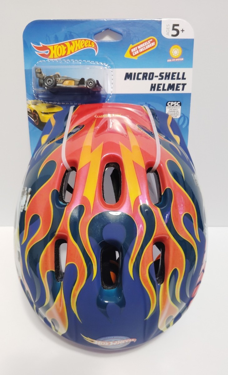 Hot Wheels Kids Bike MICRO SHELL HELMET WITH CAR Safety Adjustable Straps