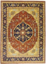 Handmade Orange Floral Heriz Serapi Oriental Rug Living Room Carpet 10X14 ft