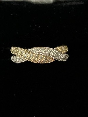 Danbury Mint Diamond Duet Ring - Size 6 - 46 Diamonds 14kt Gold - Total Wt. 4g