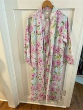 Miss Elaine Floral Quilted Robe Nightgown Set Pink Rose Med/Large