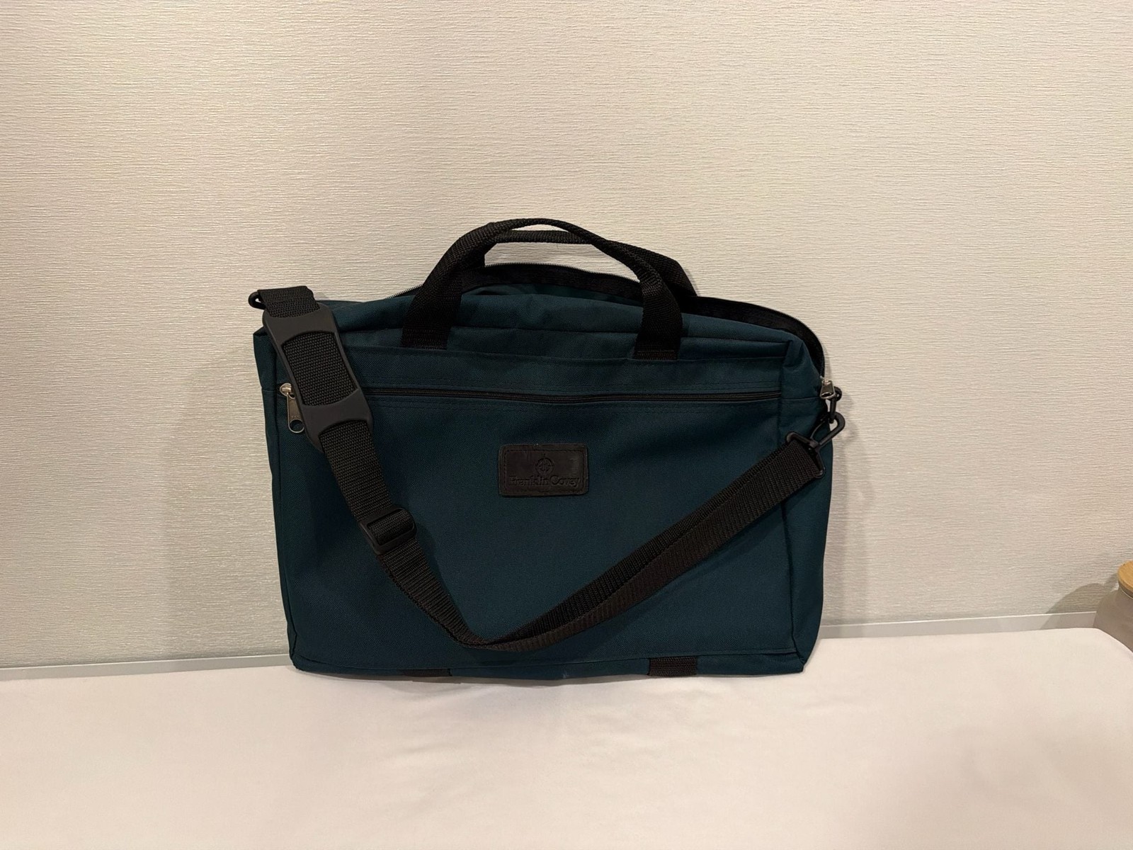 Franklin Covey Vintage Green Canvas Briefcase Messenger Bag 
