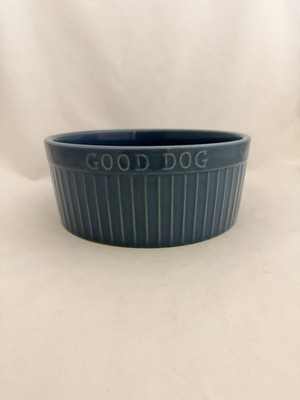 Heavy Ceramic Dog Food Bowl Large Dish Woof Good Dog Blue Vibrant Life 8 