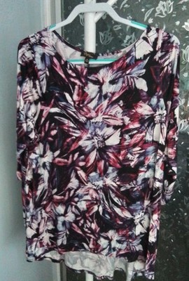 Cupio Women's Colorful 3/4 Sleeve Round Neck Artsy Boho Top Size 1X