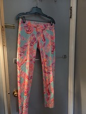 Lilly Pulitzer Pants Sz 2 Inseam 28  Rise 7  Zip Front Straight Leg