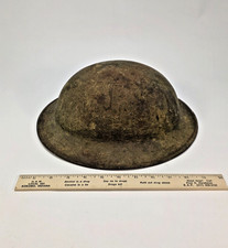 Original WWI US M1917 Doughboy Brodie Steel Helmet with Liner Battlefield Patina