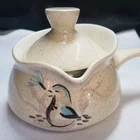 VINTAGE MCM Red Wing Pottery Bob White Quail Gravy Boat Sauce Pot w/ Lid Handle