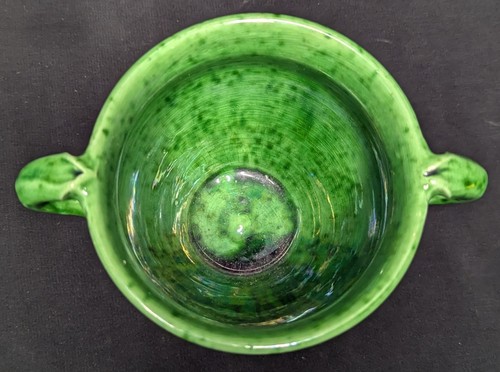 Vintage Marjo Gouda Green Double Handle Vase #6 - Picture 9 of 10