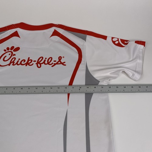 Chick-Fil-A Nylon Hemd RAR Erwachsene Large rot weiß **LESEN** - Bild 14 von 15