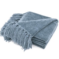 RECYCO Throw Blanket Soft Cozy Chenille Throw Blanket with Fringe Tassel for ...