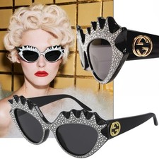 GUCCI SUNGLASSES GG0781S HOLLYWOOD FOREVER CRYSTAL CAT EYE ACETATE 1,200
