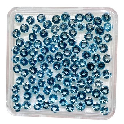 VVS 30 Pcs Natural London Blue Topaz 3mm Round Cut Loose Gemstone Wholesale Lot