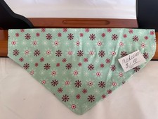 Christmas Snowflakes  Dog Bandana Two Sided Med Handmade. 10.5  X 5.5  