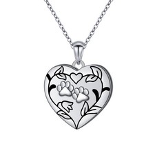 Pet Memorial Jewelry 925 Sterling Silver Heart Paw Personalized Photo Locket ...
