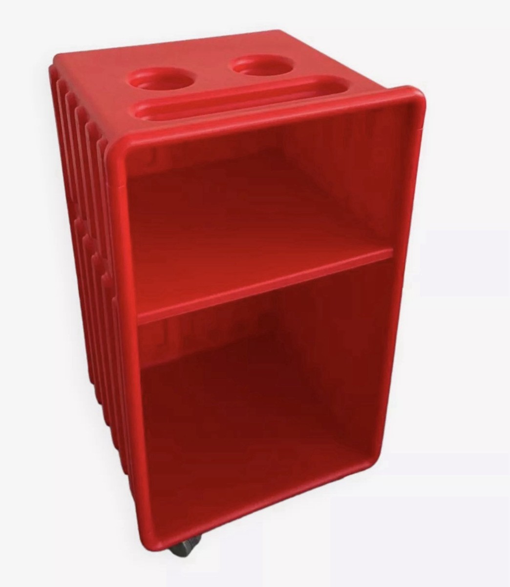Vintage Red IKEA Didrik Bedside Table Rolling Trolley Cart - RARE