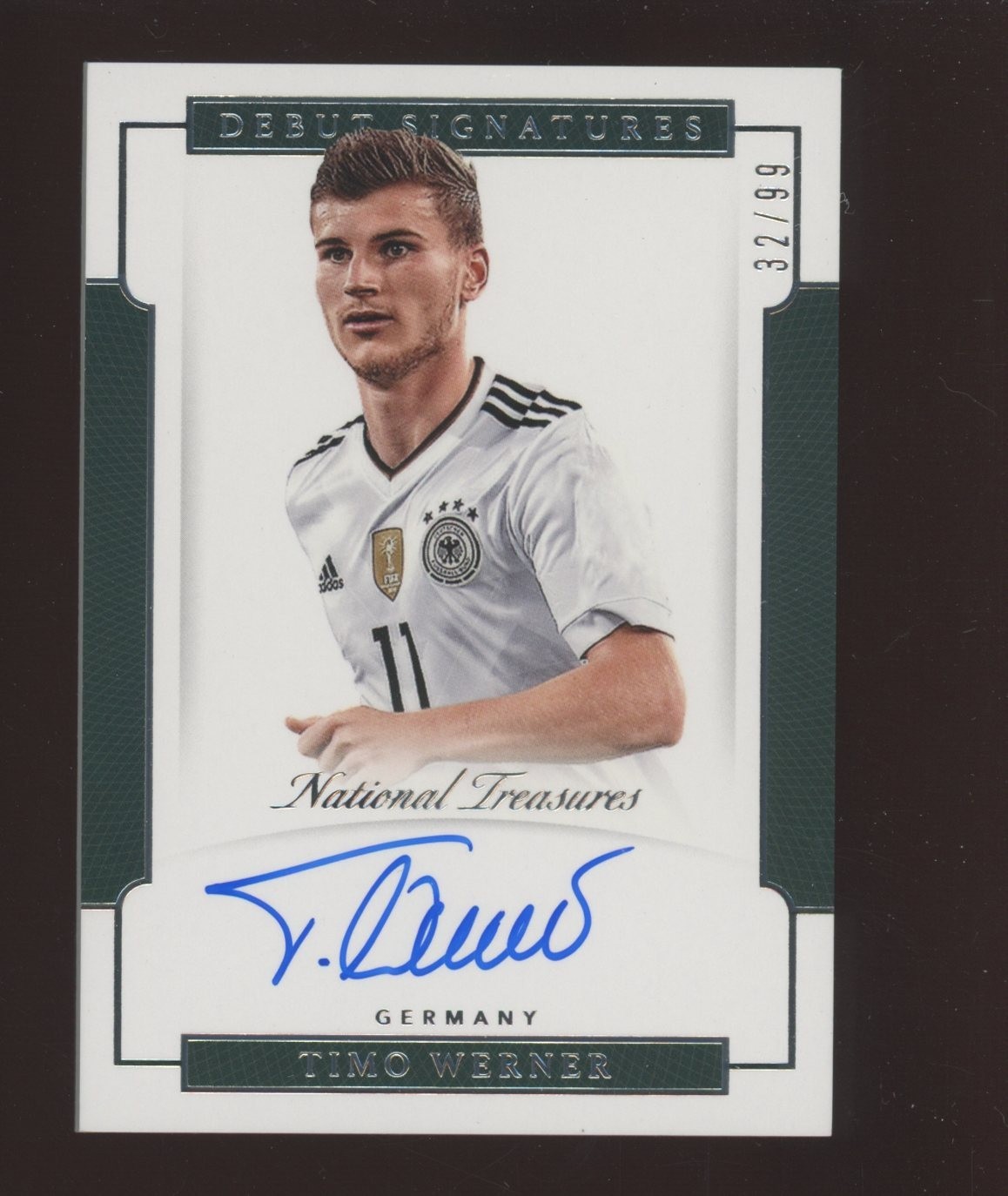 2018 Panini National Treasures Soccer Timo Werner Debut Signatures Auto 32/99 view 1