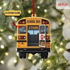 Personalized School Bus Ornament   Custom Yellow Bus Gift for Drivers  Teachers