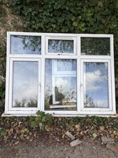 White uPVC Sliding Home Window, Double-Pane Glazed Textured Glass, 