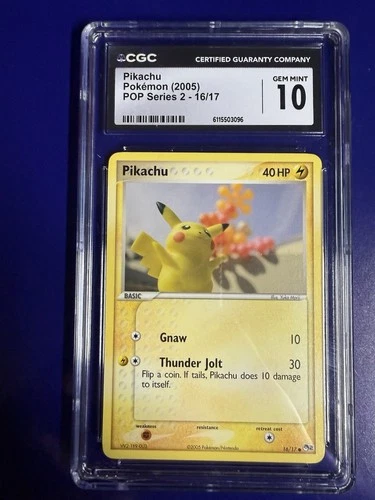 CGC 10 Pikachu 2005 POP Series 2 16/17 Graded Pokemon Card