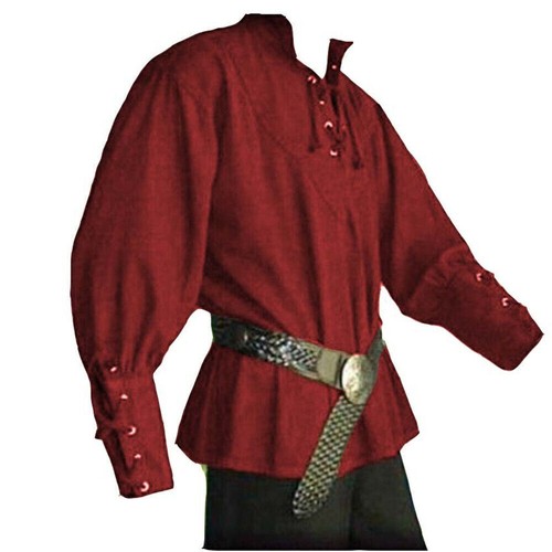 Medieval Renaissance Tunic ShirtTop Viking Pirate Halloween Cosplay Costume Menㅖ - Picture 9 of 15